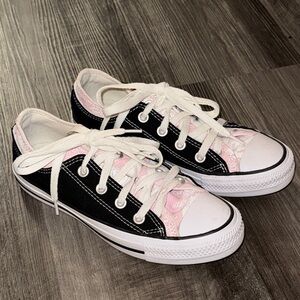 Converse All Star Double Upper Ox trainers in black linen pink foam 5.5 shoes